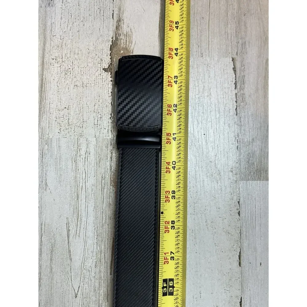 Men's Ratchet Belt Black Automatic Click Buckle Adjustable Trim to Fit Gift Box